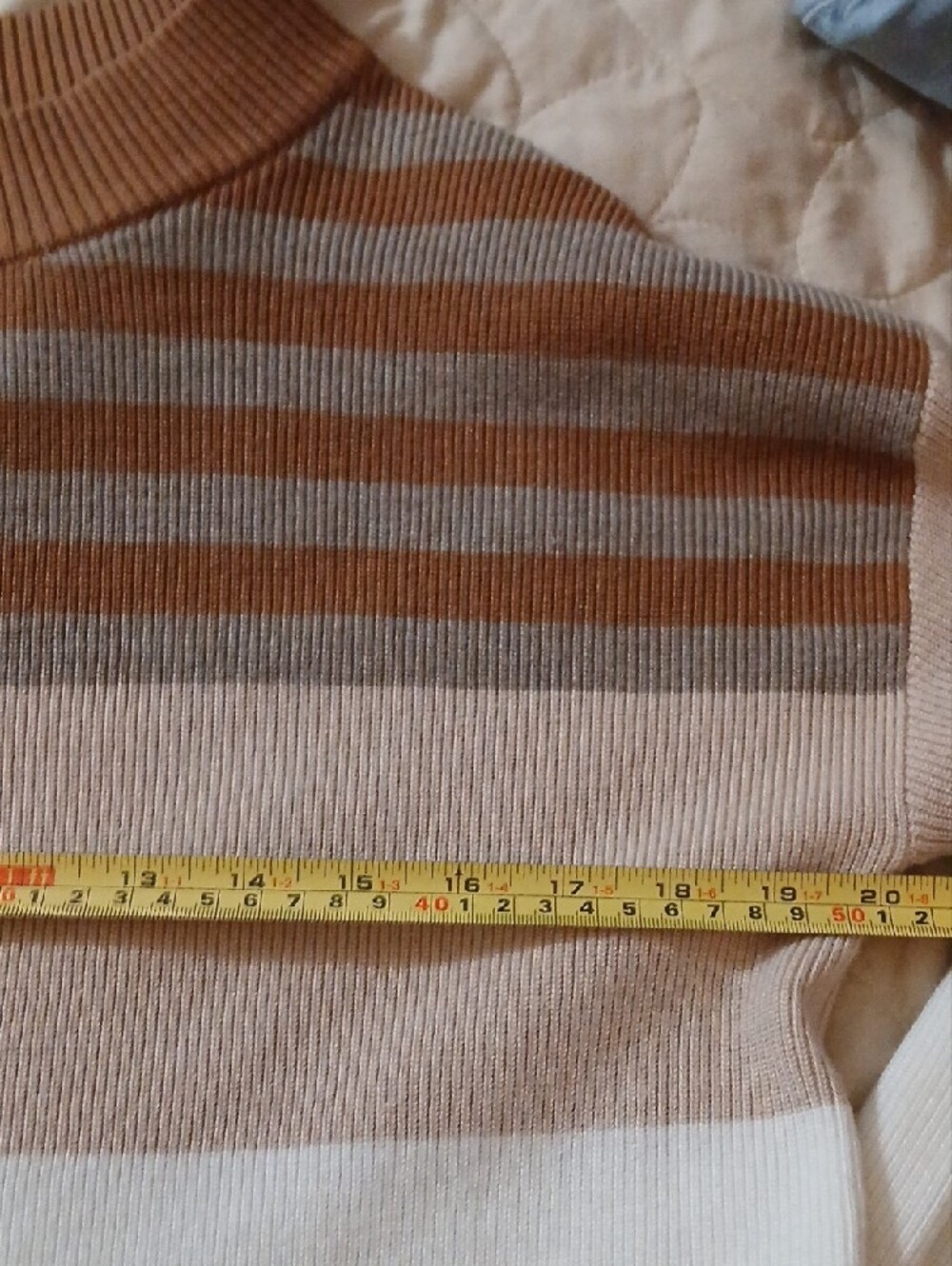 Striped Camel and Cream Women’s Sweater - Picture 6 of 8